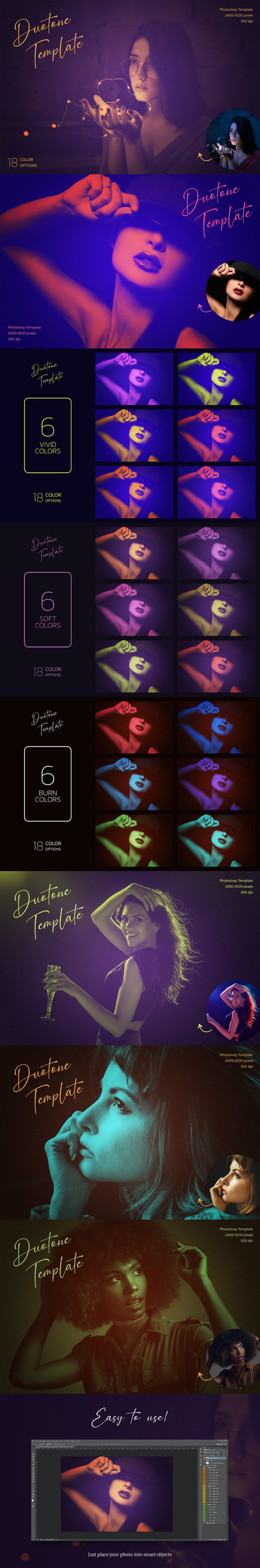 一键将照片调整成单色调的高品质photoshop动作预设