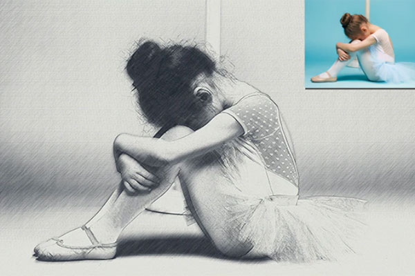 铅笔素描艺术转换效果ps动作下载