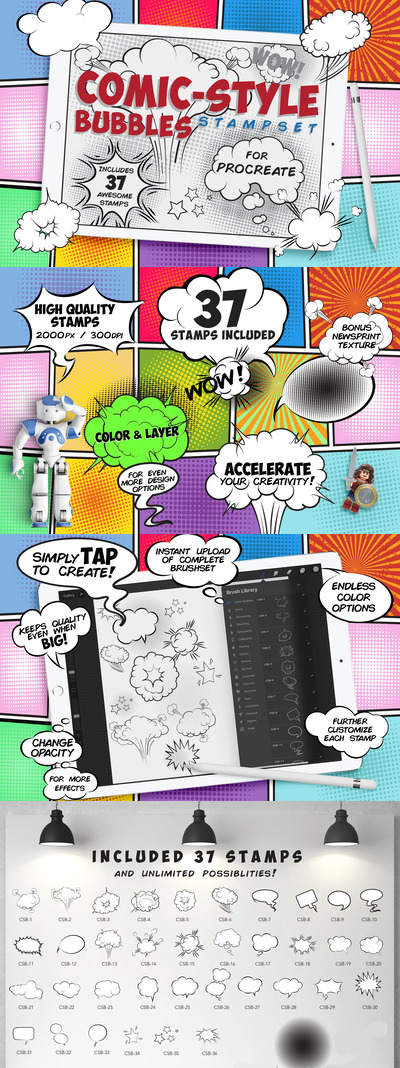 卡通漫画会话泡泡Procreate笔刷