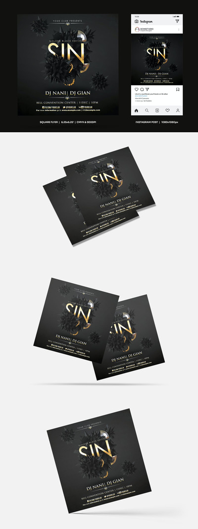 高端震撼的个性时尚Instagram社交媒体banner海报设计模板-PSD