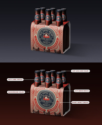 啤酒六包装盒模型样机（PSD）