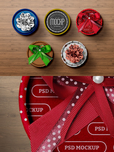 礼品盒圆形顶视图模型样机（PSD）