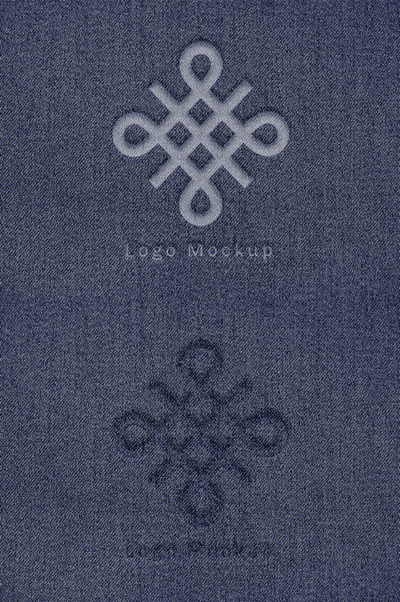 牛仔面料上的LOGO设计效果模型（PSD）