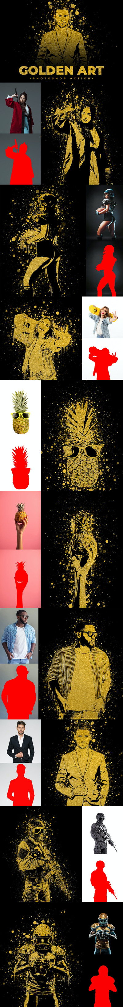 一键将图片转换为黄金效果的神奇艺术photoshop动作预设