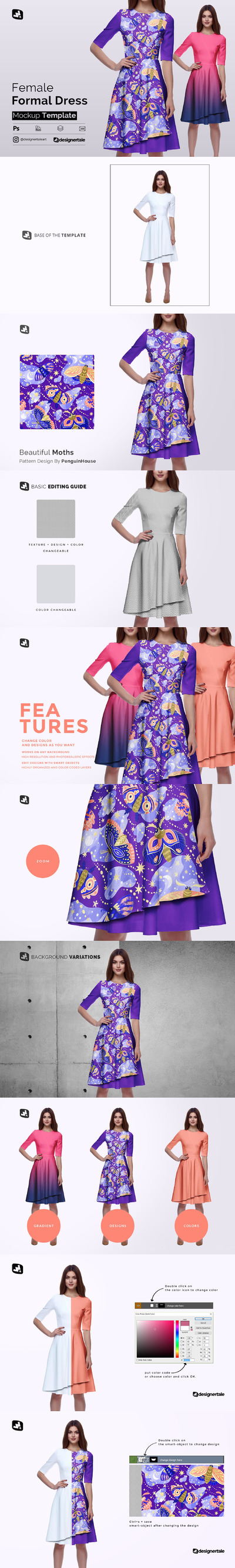 女士礼服服装图案设计样机