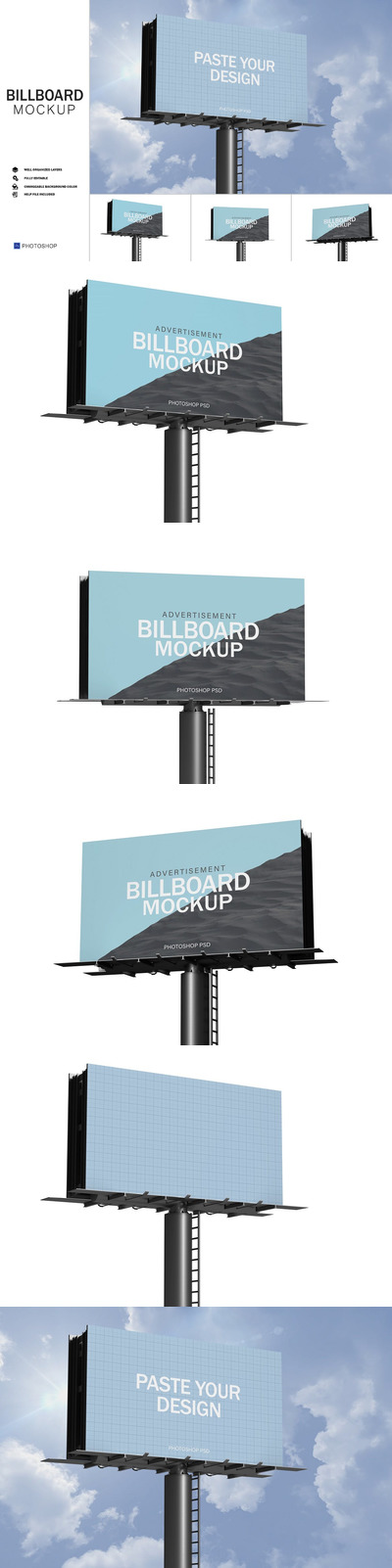 高品质的户外高炮户外大牌户外广告VI设计样机展示模型mockups