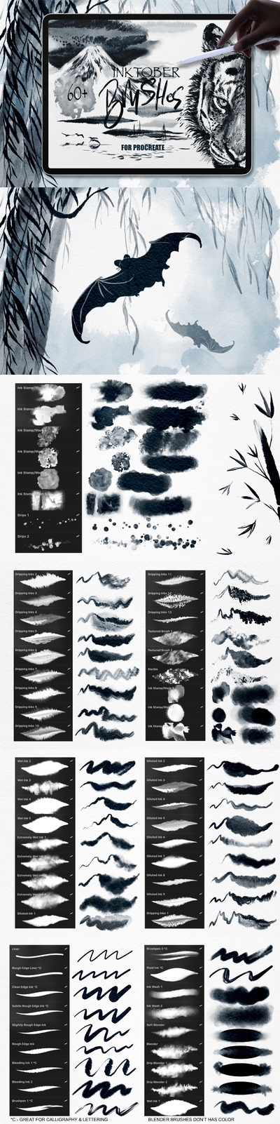 适用于Procreate应用的墨水笔刷素材包