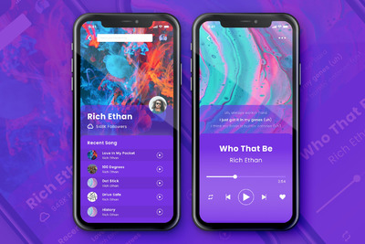 时尚紫色音乐APP UI模板(PSD,fig)