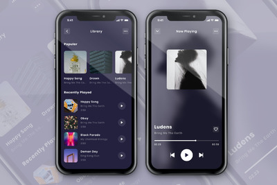 深色酷炫音乐APP UI模板(PSD,fig)