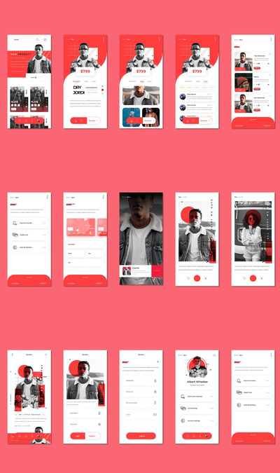 个性的时尚APP UI (SKETCH,FIG,SVG,XD)