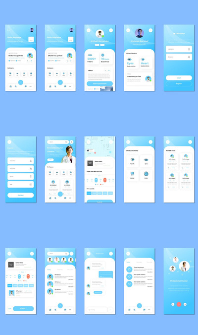 个人医生APP UI模板(SKETCH,FIG,SVG,XD)