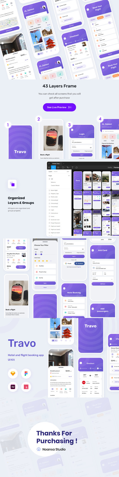时尚旅行APP UI模板(SKETCH,FIG,SVG,XD)