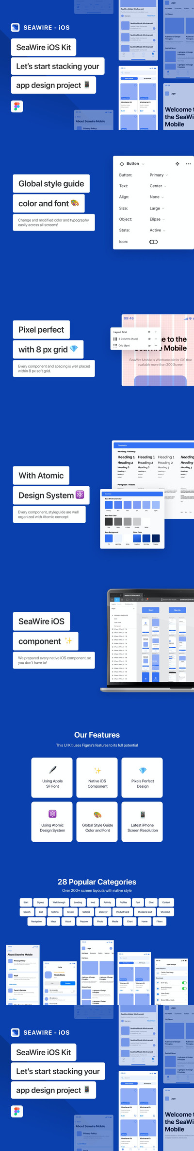 时尚高端简约专业的高品质iOS移动应用线框套件