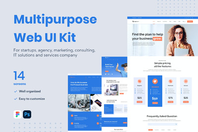 多功能网页官网UI工具包[FIG,PSD]