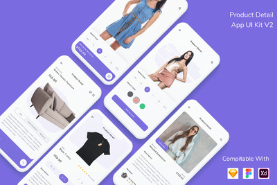 产品细节应用程序UI工具包[FIG,SKETCH,XD]V2