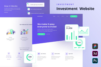 投资网站主页设计模板[FIG,PSD,XD]