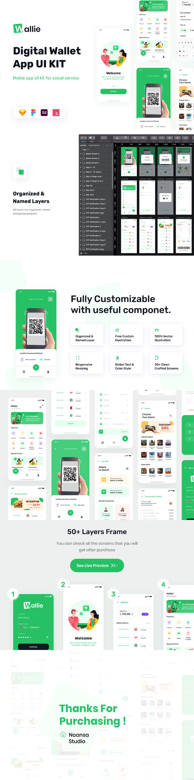 数字钱包 Apps UI Kit（FIG,SKETCH,XD）