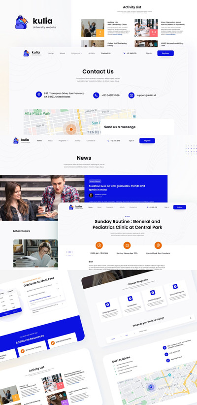 现代风格的大学学校官网设计UI模板（FIG,PSD）