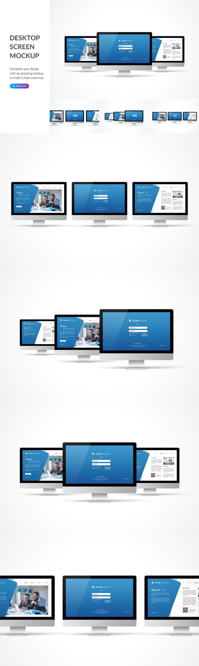 高品质的一体机电脑UI样机展示模型mockups