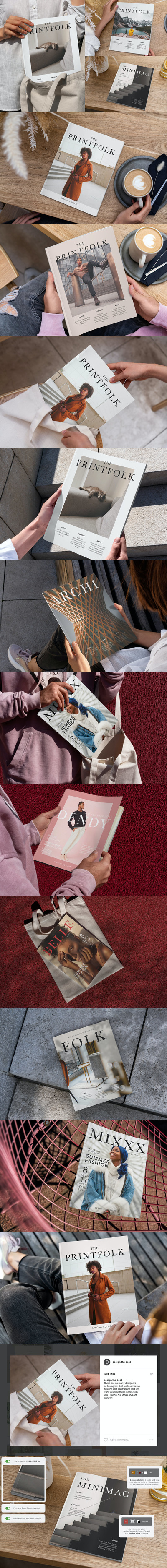 时尚杂志封面设计样机[PSD]