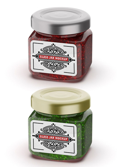 玻璃果酱罐设计样机[PSD]