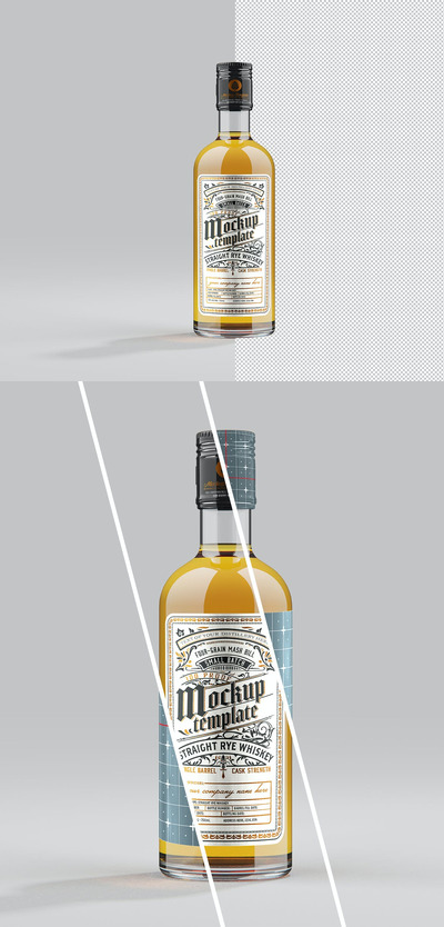 威士忌玻璃酒瓶样机[PSD]