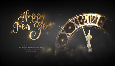 2021牛年新年快乐元旦横幅[PSD]