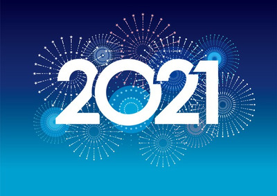 烟花的2021年新年贺卡牛年素材