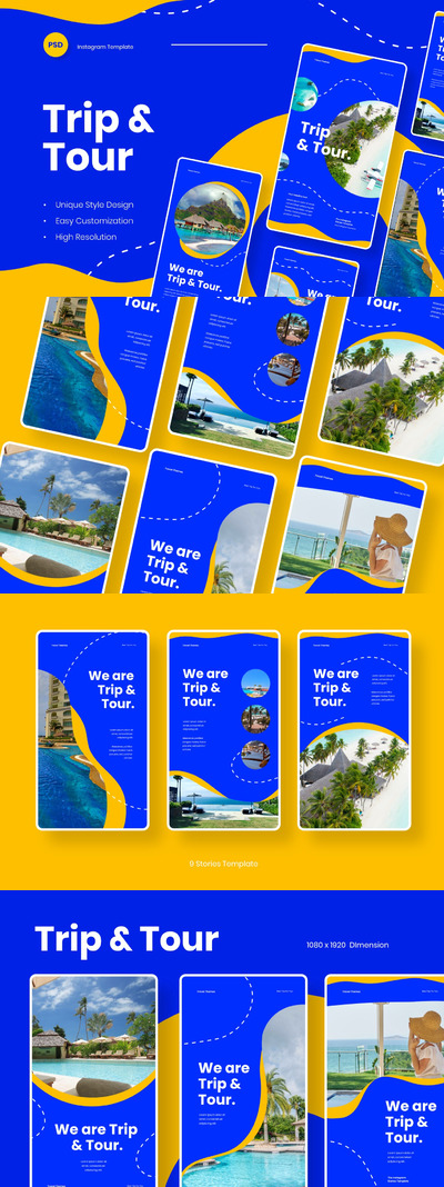 清新时尚高端多用不旅游Instagram社交媒体banner海报设计模板-PSD