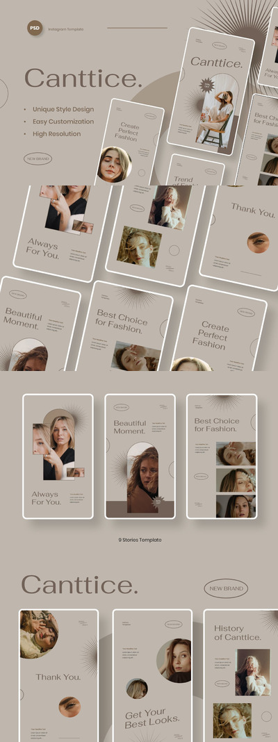 时尚简约清新优雅多用途的Instagram社交媒体banner海报设计模板-PSD