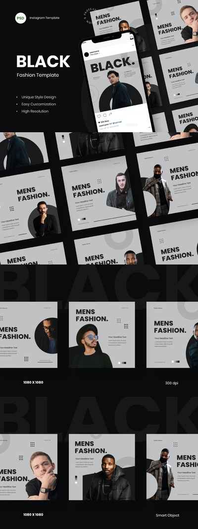 高端简约清新Instagram社交媒体banner海报设计模板-PSD