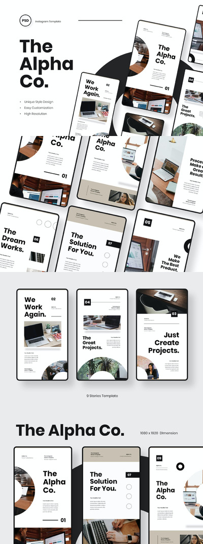 高端时尚简约清新专业的高品质商业商务质感Instagram社交媒体banner海报设计模板-PSD