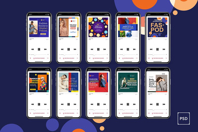 时尚高端简约清新多用途banner海报设计模板集合-PSD