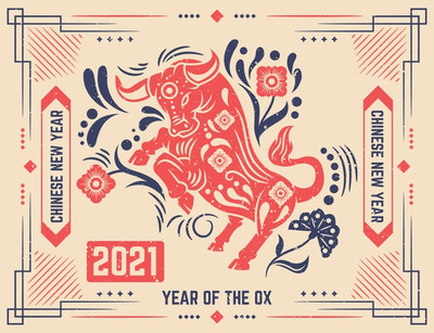 2021牛年图案插画矢量素材