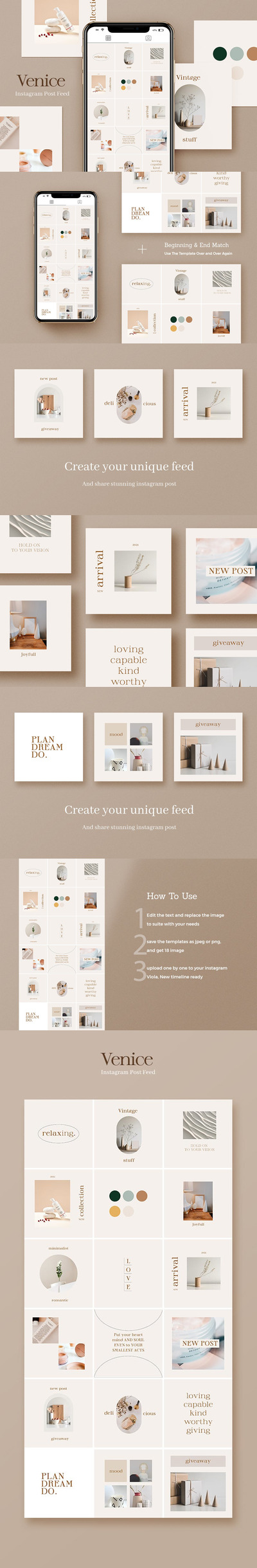 优雅简约时尚清新多用途Instagram社交媒体banner海报设计模板集合-PSD