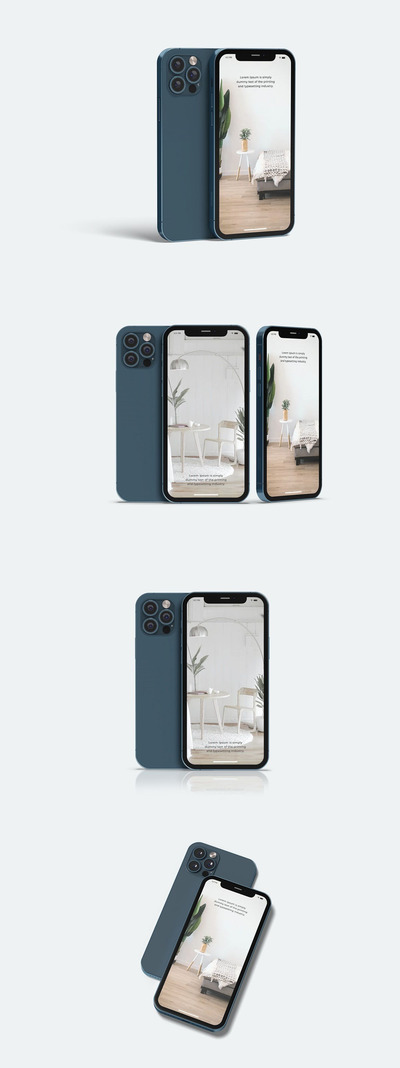 iPhone 12 Pro 简单背景组合样机（PSD）