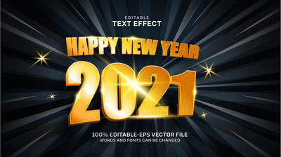 金色文本效果新年快乐素材