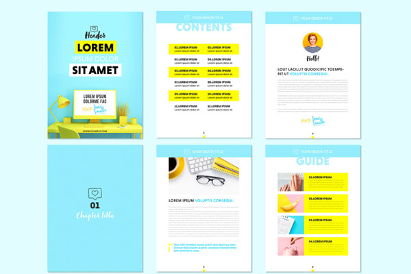 多彩风格电子课程工作簿排版设计模板