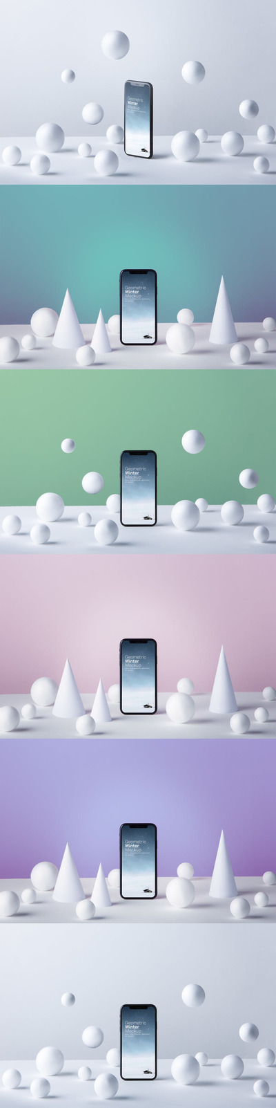 几何冬季场景手机样机（PSD）