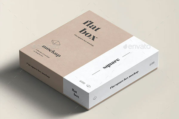 扁平礼物盒包装设计样机模板