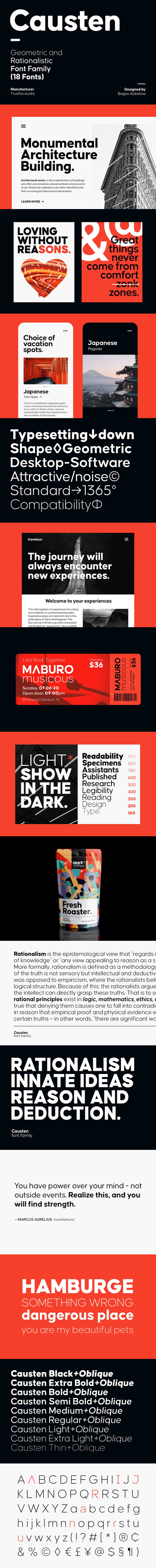 高端时尚多用途的无衬线几何Causten字体家族