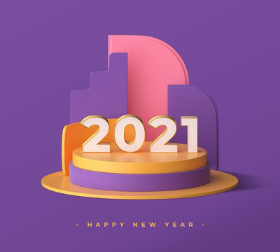 2021牛年3D渲染背景[PSD]