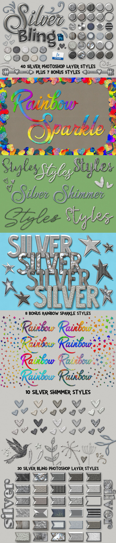 银色闪光Photoshop图层样式