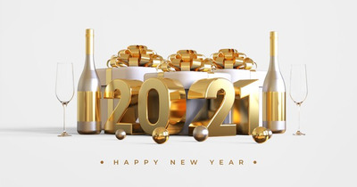 2021年3D渲染新年快乐[PSD]