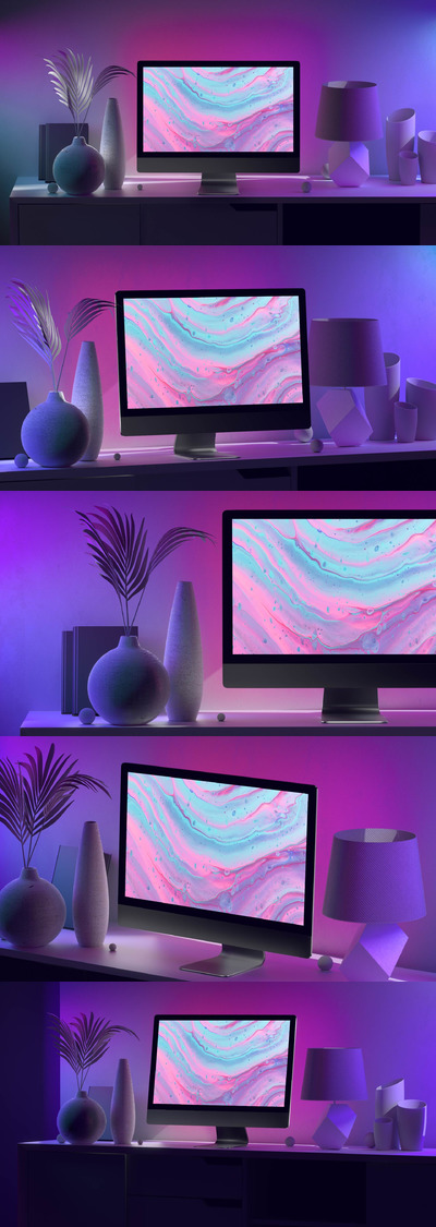 紫罗兰 iMac电脑模型样机（PSD）