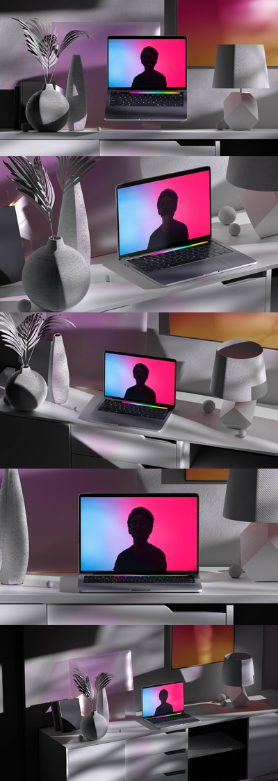 灰色笔记本电脑模型样机（PSD）