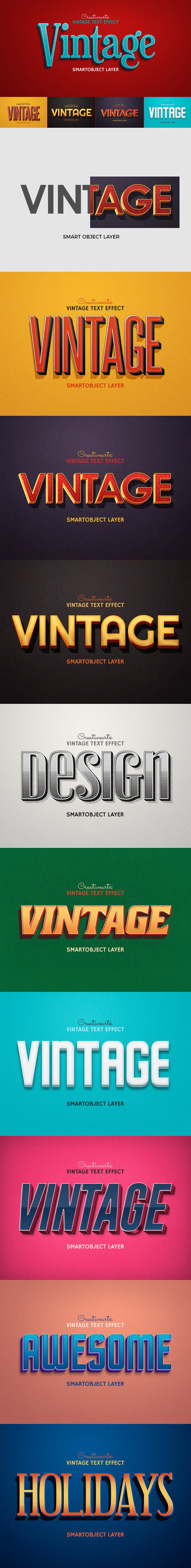 时尚的高端3D立体复古图层样式集合