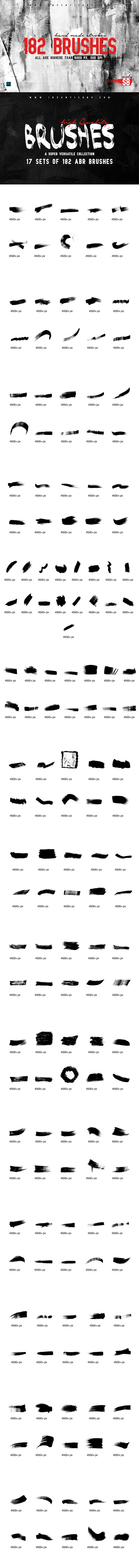 180+中国风手工绘制的粗糙效果ps毛笔笔刷素材