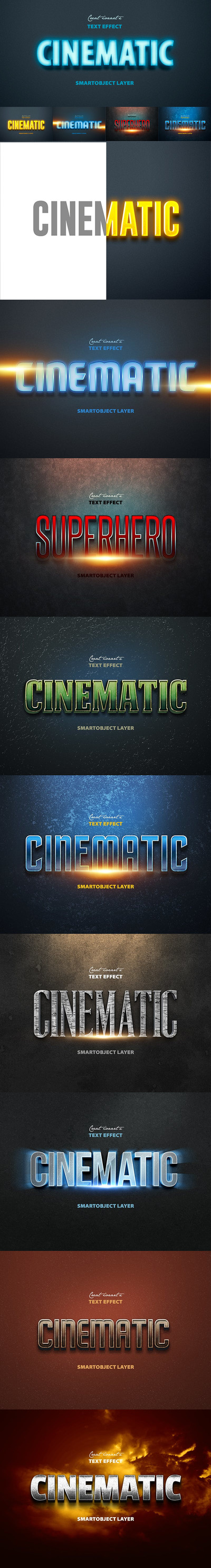 时尚高端3D立体电影标题立体字图层样式集合