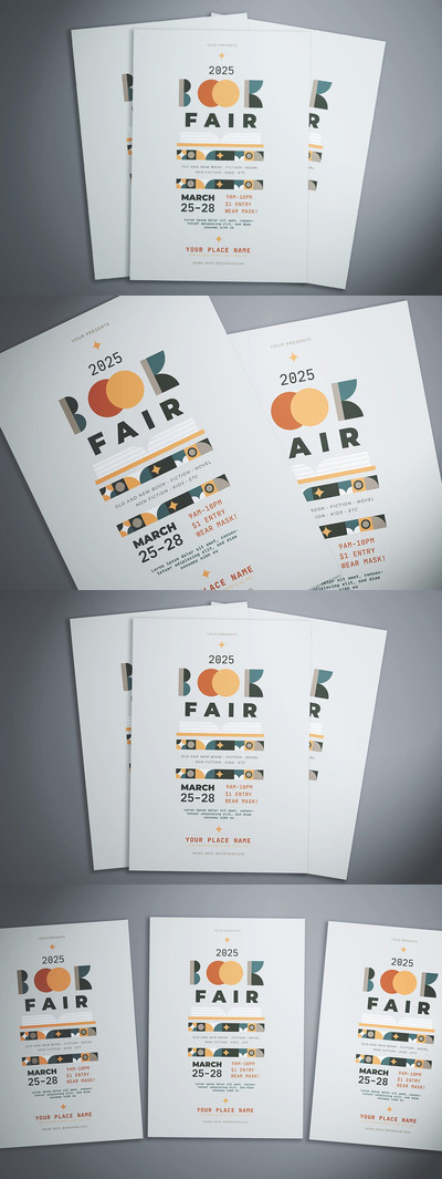 时尚高端清新简约艺术图书馆舒展海报宣传单设计模板-AI，PSD